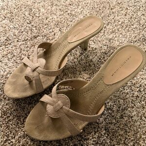 Predictions Taupe Knot-Front Mid Heel Sandals